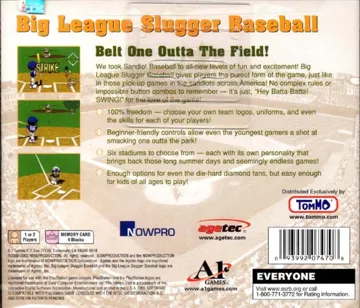 Big League Slugger Baseball (US) box cover back